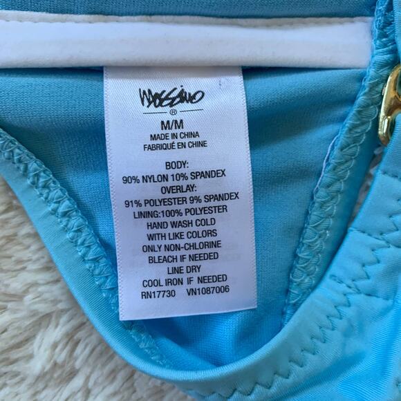 3/$20  Mossimo women's pastel blue crochet halter style bikini swim top SZ M - Picture 5 of 5